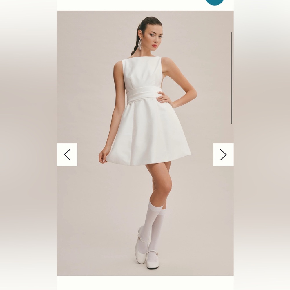 Anthropologie Watters Naya Sleeveless Bow Deep-V Back Mini Dress